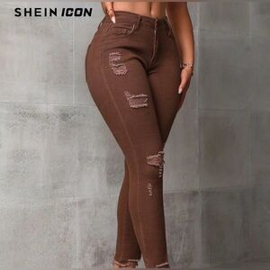 Brown Distressed Jeans